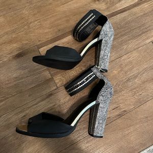 Black and gold chunky heels